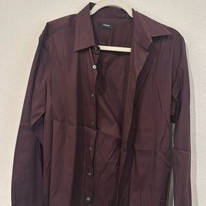 Theory Maroon Button Down Size L